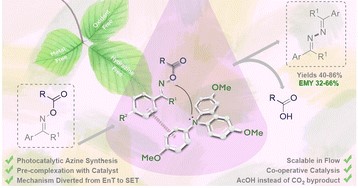 A hydrazine-free photoredox catalytic synthesis of azines by reductive activation of readily available oxime esters