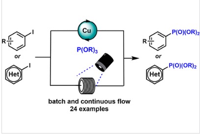 Photocatalytic and Photoinduced Phosphonylation of Aryl Iodides: A Batch and Flow Study