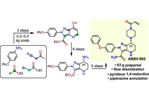 Stereoselective Synthesis of ABBV-992 Enabled by a Flow Diazotization and a Partial Reduction of a Pyridone