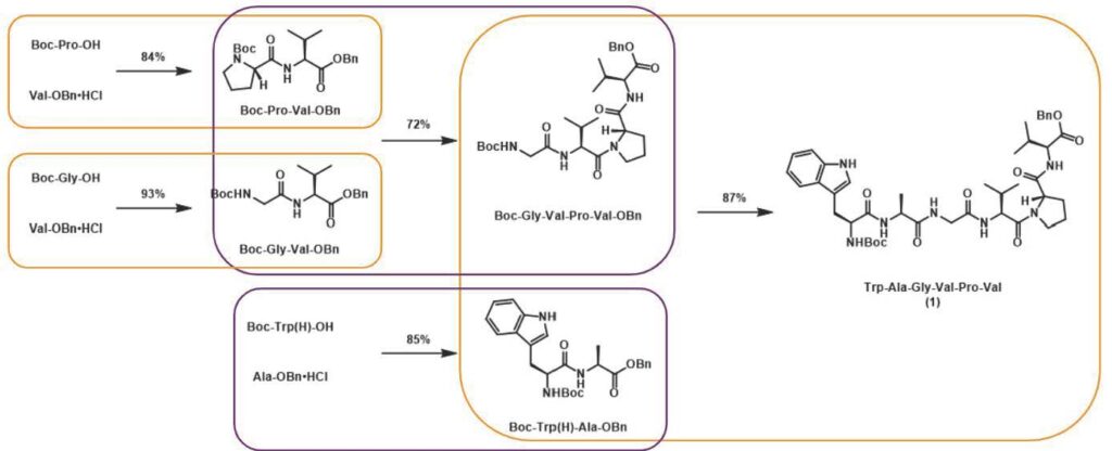 Hexapeptide Trp-Ala-Gly-Val-Pro-Val Hexapeptide Trp-Ala-Gly-Val-Pro-Val - liquid phase peptide synthesis in flow
