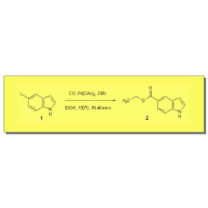 Ethoxycarbonylation of Unprotected Iodoindole with CO Gas