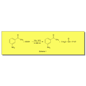 Photochemical hydrogenation of 3-nitroacetophenone